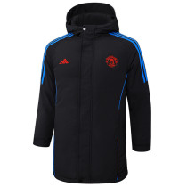 2024-25  Man Utd Black Hooded Windbreaker Fabric Cotton Coat #G221