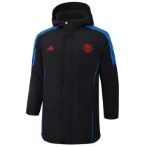 2024-25  Man Utd Black Hooded Windbreaker Fabric Cotton Coat #G221