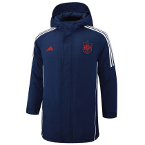 2024-25 Spain Royal Blue Hooded Windbreaker Fabric Cotton Coat #G232