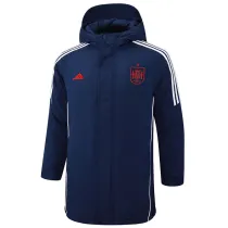 2024-25 Spain Royal Blue Hooded Windbreaker Fabric Cotton Coat #G232