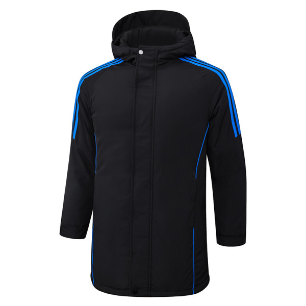 2024-25 Black Hooded Windbreaker Fabric Cotton Coat #G229光板