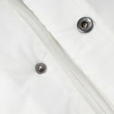 2024-25 JUV White Hooded Windbreaker Fabric Cotton Coat #G225