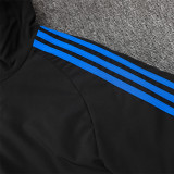 2024-25 JUV Black Hooded Windbreaker Fabric Cotton Coat #G227