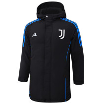 2024-25 JUV Black Hooded Windbreaker Fabric Cotton Coat #G227