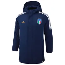 2024-25 Italy Royal Blue Hooded Windbreaker Fabric Cotton Coat #G223