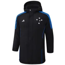 2024-25 Cruzeiro Black Hooded Windbreaker Fabric Cotton Coat #G215