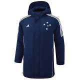 2024-25 Cruzeiro Royal Blue Hooded Windbreaker Fabric Cotton Coat #G214