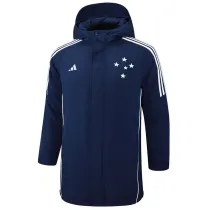 2024-25 Cruzeiro Royal Blue Hooded Windbreaker Fabric Cotton Coat #G214