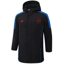 2024-25 Spain Black Hooded Windbreaker Fabric Cotton Coat #G233