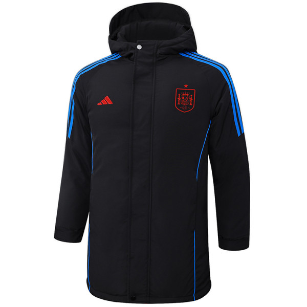 2024-25 Spain Black Hooded Windbreaker Fabric Cotton Coat #G233