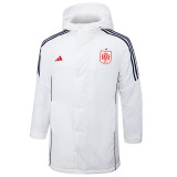 2024-25 Spain White Hooded Windbreaker Fabric Cotton Coat #G231