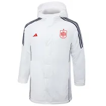 2024-25 Spain White Hooded Windbreaker Fabric Cotton Coat #G231