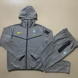 2024-25 Brazil Grey Hoodie Jacket Tracksuit #F573