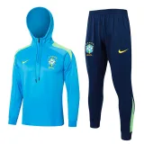 2024-25 Brazil Lake blue Hoodie Half Pull Tracksuit #F567半拉连帽
