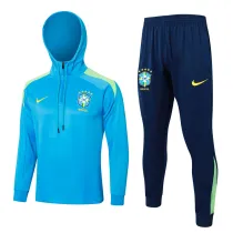 2024-25 Brazil Lake blue Hoodie Half Pull Tracksuit #F567半拉连帽