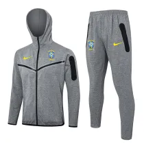 2024-25 Brazil Grey Hoodie Jacket Tracksuit #F573