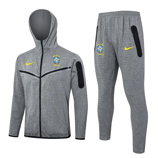 2024-25 Brazil Grey Hoodie Jacket Tracksuit #F573