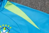 2024-25 Brazil Lake blue Hoodie Half Pull Tracksuit #F567半拉连帽
