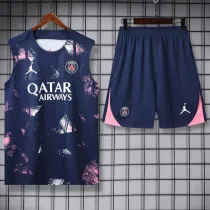 2024-25 PSG Dark blue Tank top and shorts suit