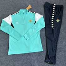 2023-24 Real Betis Blue Half Pull Tracksuit (Pants Have Pocket)(半拉链)