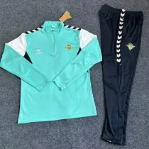 2023-24 Real Betis Blue Half Pull Tracksuit (Pants Have Pocket)(半拉链)