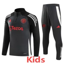 2024-25 Man Utd Dark gray Kids Half Pull Tracksuit (童装)(半拉链)