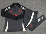 2024-25 Man Utd Dark gray Half Pull Tracksuit (半拉链)