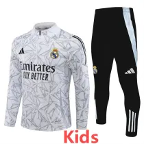 2024-25 RMA White Kids Half Pull Tracksuit (童装)(半拉链)