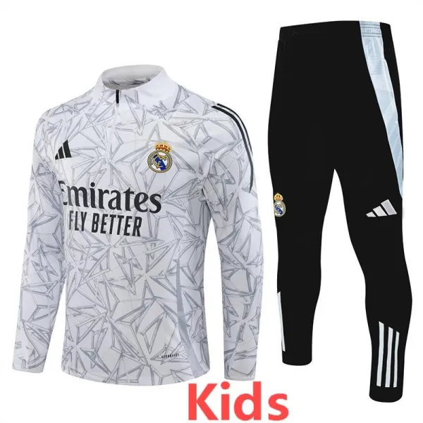 2024-25 RMA White Kids Half Pull Tracksuit (童装)(半拉链)