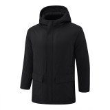 2024-25 Black Hooded Windbreaker Fabric Cotton Coat #G264光板