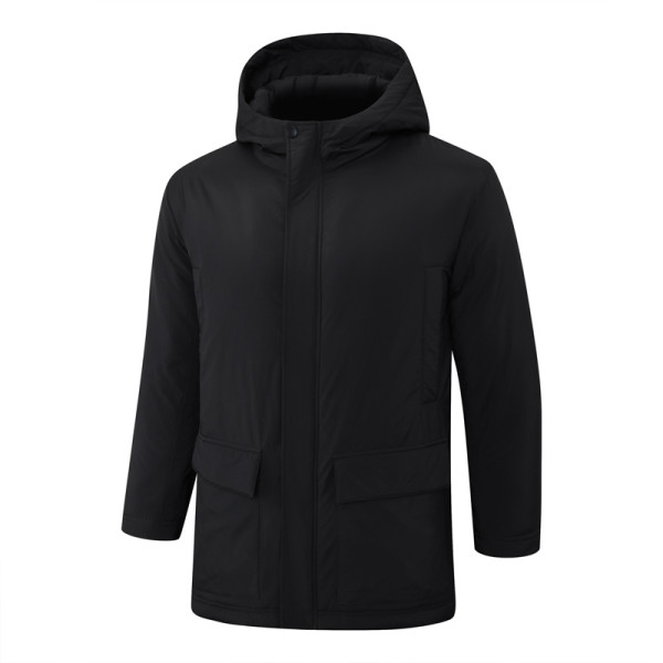 2024-25 Black Hooded Windbreaker Fabric Cotton Coat #G264光板