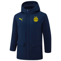 2024-25 Dortmund Royal Blue Hooded Windbreaker Fabric Cotton Coat #G252