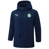2024-25 Palmeiras Royal Blue Hooded Windbreaker Fabric Cotton Coat #G234