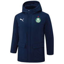 2024-25 Palmeiras Royal Blue Hooded Windbreaker Fabric Cotton Coat #G234