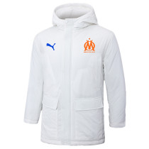 2024-25 Marseille White Hooded Windbreaker Fabric Cotton Coat #G246(橙标)