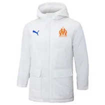 2024-25 Marseille White Hooded Windbreaker Fabric Cotton Coat #G246(橙标)