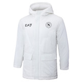 2024-25 Napoli White Hooded Windbreaker Fabric Cotton Coat #G237