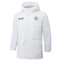2024-25 Napoli White Hooded Windbreaker Fabric Cotton Coat #G237