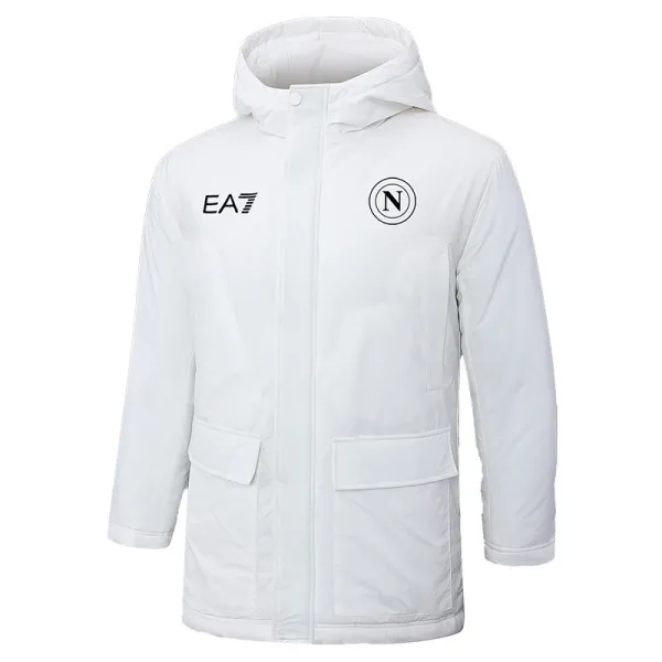 2024-25 Napoli White Hooded Windbreaker Fabric Cotton Coat #G237