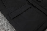 2024-25 Black Hooded Windbreaker Fabric Cotton Coat #G264光板