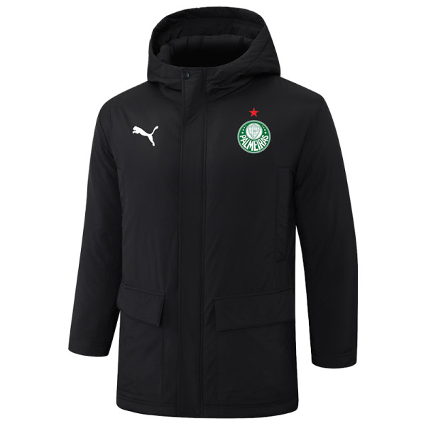 2024-25 Palmeiras Black Hooded Windbreaker Fabric Cotton Coat #G236