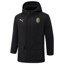 2024-25 ACM Black Hooded Windbreaker Fabric Cotton Coat #G253(黄标)