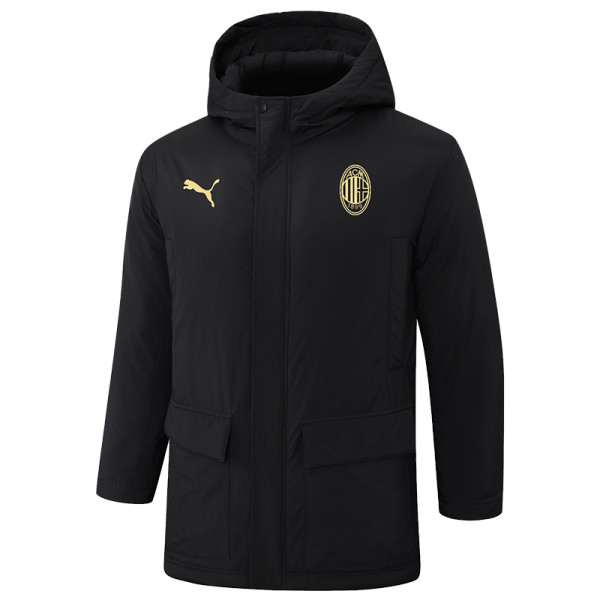 2024-25 ACM Black Hooded Windbreaker Fabric Cotton Coat #G253(黄标)