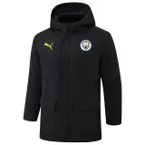 2024-25 Man City Black Hooded Windbreaker Fabric Cotton Coat #G242(绿彪标)