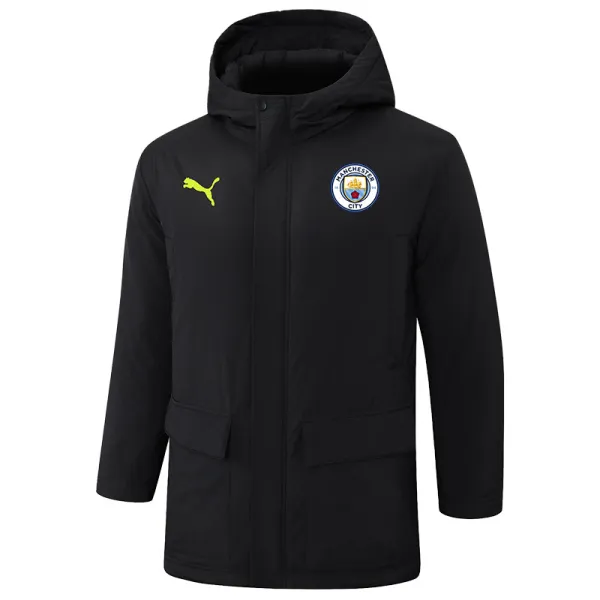 2024-25 Man City Black Hooded Windbreaker Fabric Cotton Coat #G242(绿彪标)