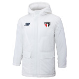 2024-25 Sao Paulo White Hooded Windbreaker Fabric Cotton Coat #G260