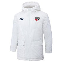 2024-25 Sao Paulo White Hooded Windbreaker Fabric Cotton Coat #G260