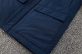 2024-25 Man City Royal Blue Hooded Windbreaker Fabric Cotton Coat #G238(白绿标)