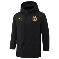 2024-25 Dortmund Black Hooded Windbreaker Fabric Cotton Coat #G250