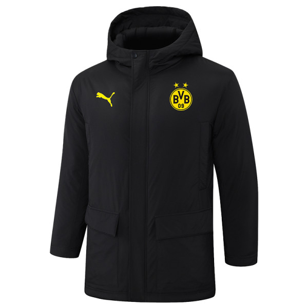 2024-25 Dortmund Black Hooded Windbreaker Fabric Cotton Coat #G250